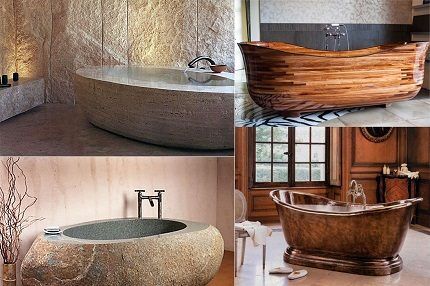 Каменная, медная и деревянная ванны