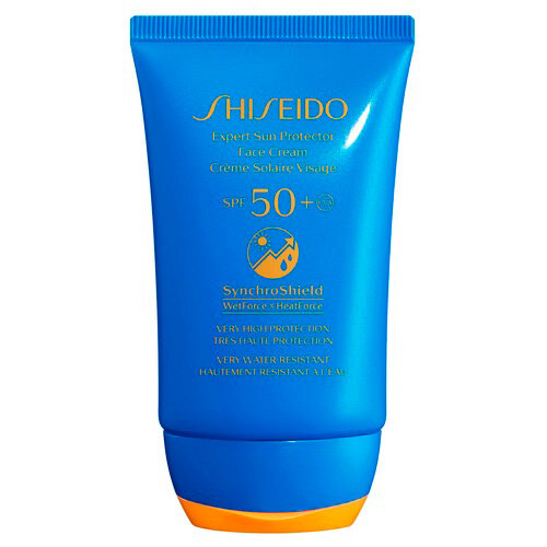 Солнцезащитный крем для лица Expert Sun SPF 50+, Shiseido. Новая технология SynchroShield усиливает защиту под водействием жары и воды, так что этот крем от Shiseido – находка для города, и особенно - для пляжного отдыха в тропических странах.